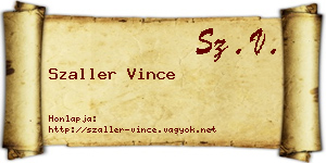 Szaller Vince névjegykártya